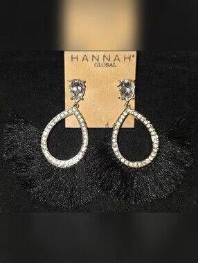 Crystal Teardrop Fringe Earrings w/Clear Stones
